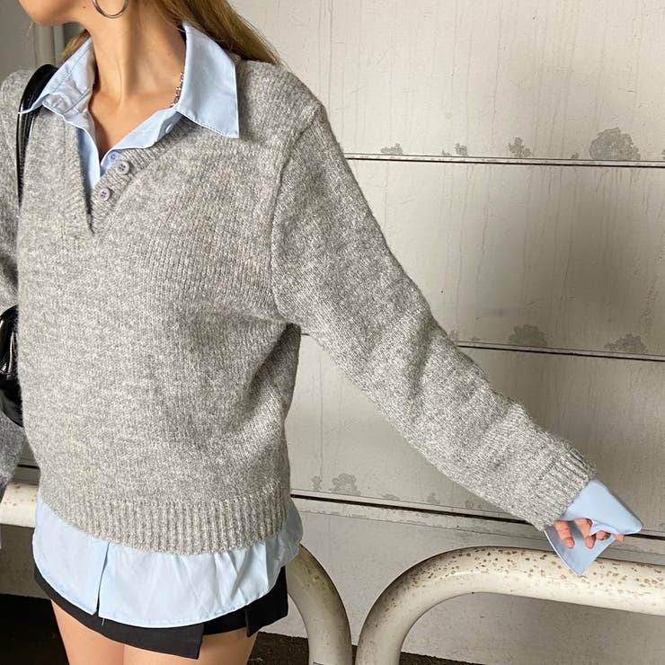 シャツ見せかけニットチュニック | non-hedge  | 詳細画像11 