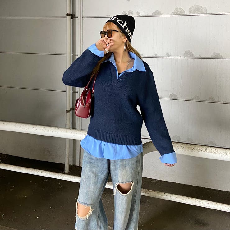 シャツ見せかけニットチュニック | non-hedge  | 詳細画像18 