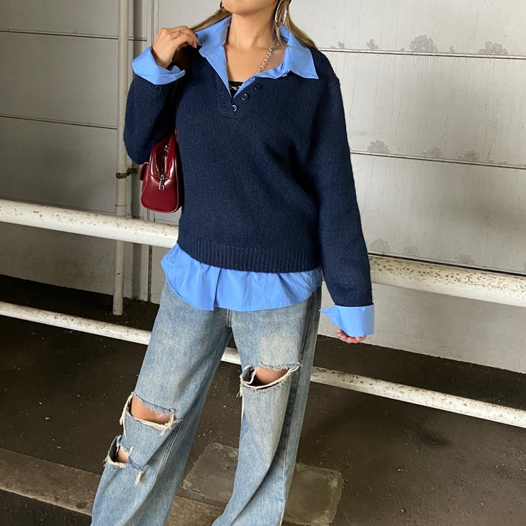 シャツ見せかけニットチュニック | non-hedge  | 詳細画像19 