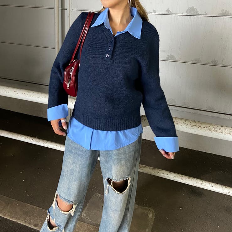 シャツ見せかけニットチュニック | non-hedge  | 詳細画像20 