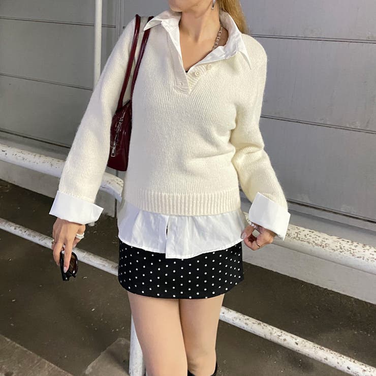 シャツ見せかけニットチュニック | non-hedge  | 詳細画像27 