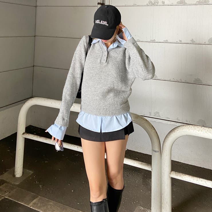 シャツ見せかけニットチュニック | non-hedge  | 詳細画像2 