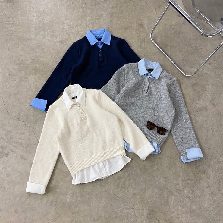 シャツ見せかけニットチュニック | non-hedge  | 詳細画像29 