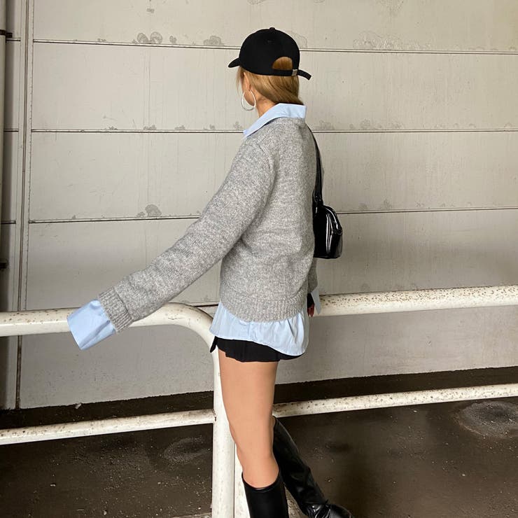 シャツ見せかけニットチュニック | non-hedge  | 詳細画像3 