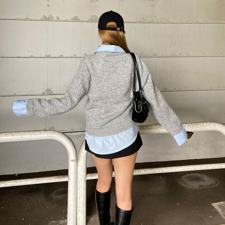 シャツ見せかけニットチュニック | non-hedge  | 詳細画像4 