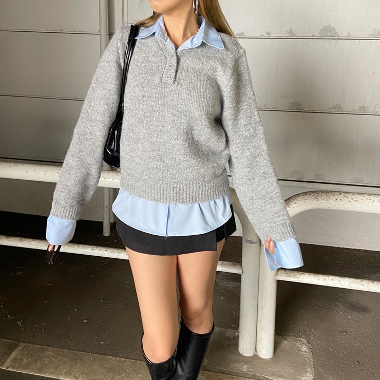 シャツ見せかけニットチュニック | non-hedge  | 詳細画像5 