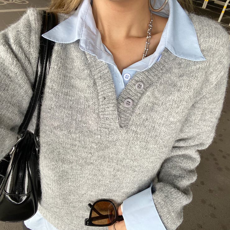 シャツ見せかけニットチュニック | non-hedge  | 詳細画像6 