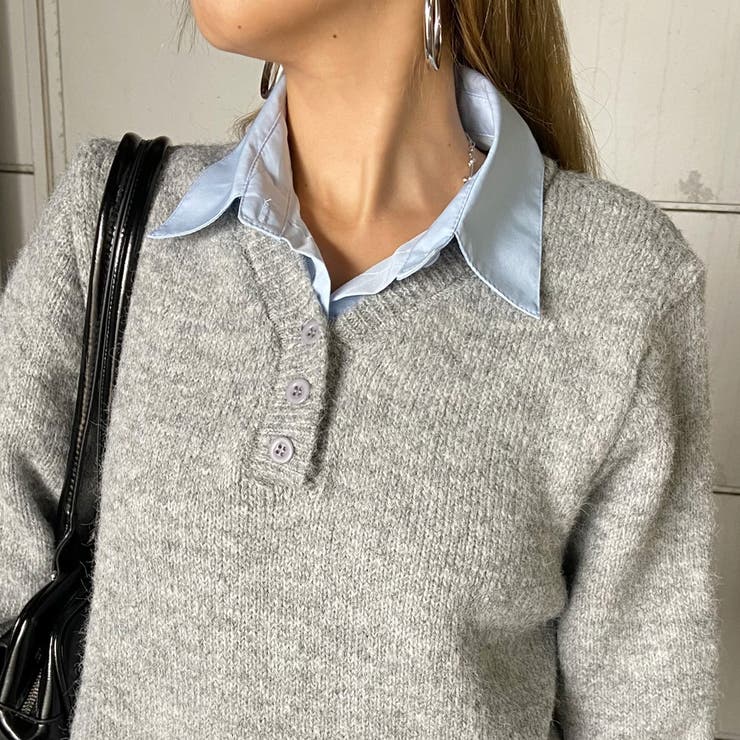 シャツ見せかけニットチュニック | non-hedge  | 詳細画像7 