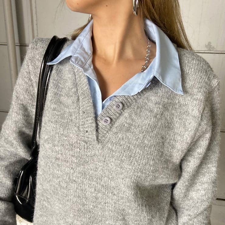 シャツ見せかけニットチュニック | non-hedge  | 詳細画像8 