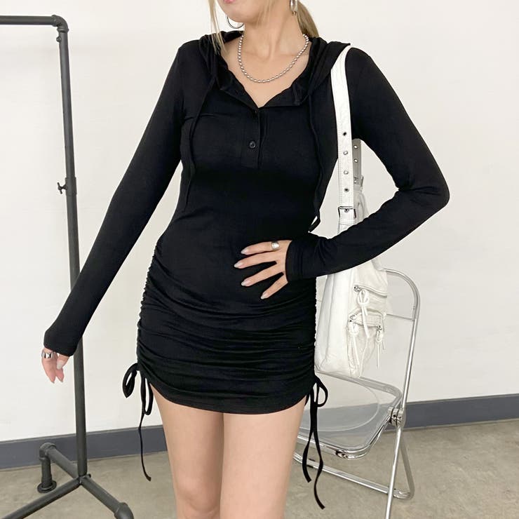 ブラック | フードヘンリードロストワンピース | non-hedge 