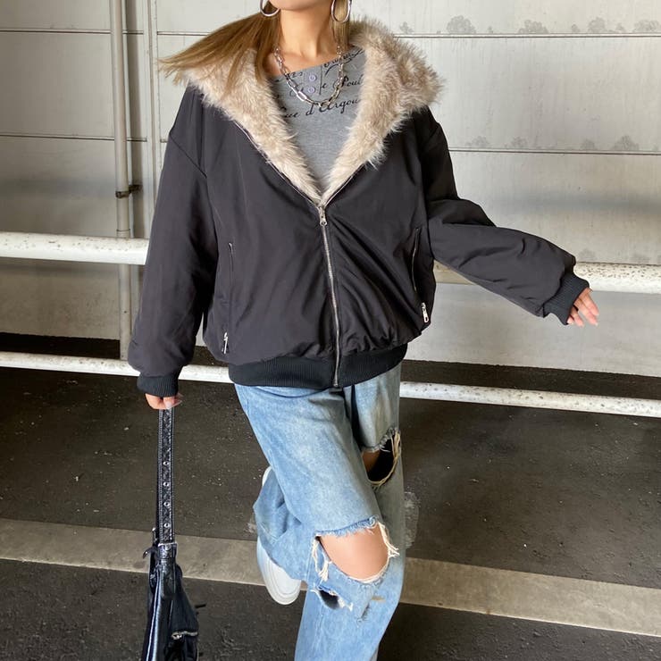 ブラック | リバーシブルファーフードミリタリージャケット | non-hedge 