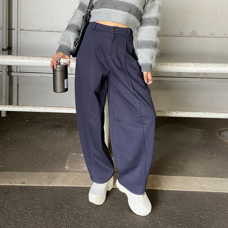 ネイビー | 裏起毛カーブパンツ | non-hedge 