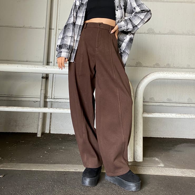 ブラウン | 裏起毛カーブパンツ | non-hedge 