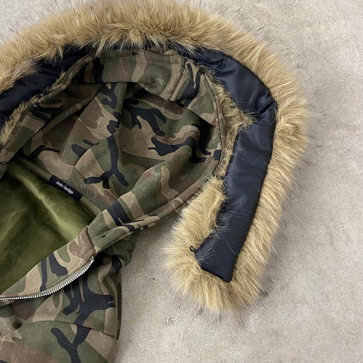 迷彩柄ファー付きジップアップパーカー　サプライヤー　パーカー　メンズ　レディース 迷彩柄ファー付きジップアップパーカー サプライヤー パーカー メンズ