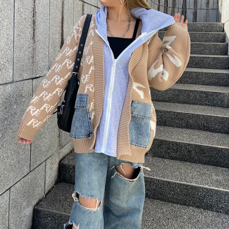 ベージュ | アンサンブル風デニムポケニットカーディガン | non-hedge 