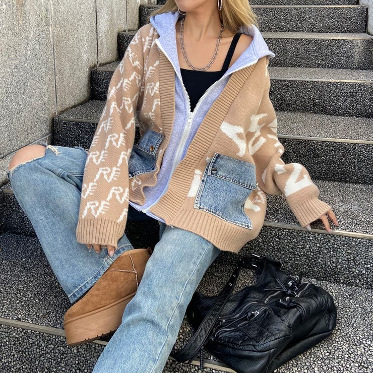 アンサンブル風デニムポケニットカーディガン | non-hedge  | 詳細画像12 