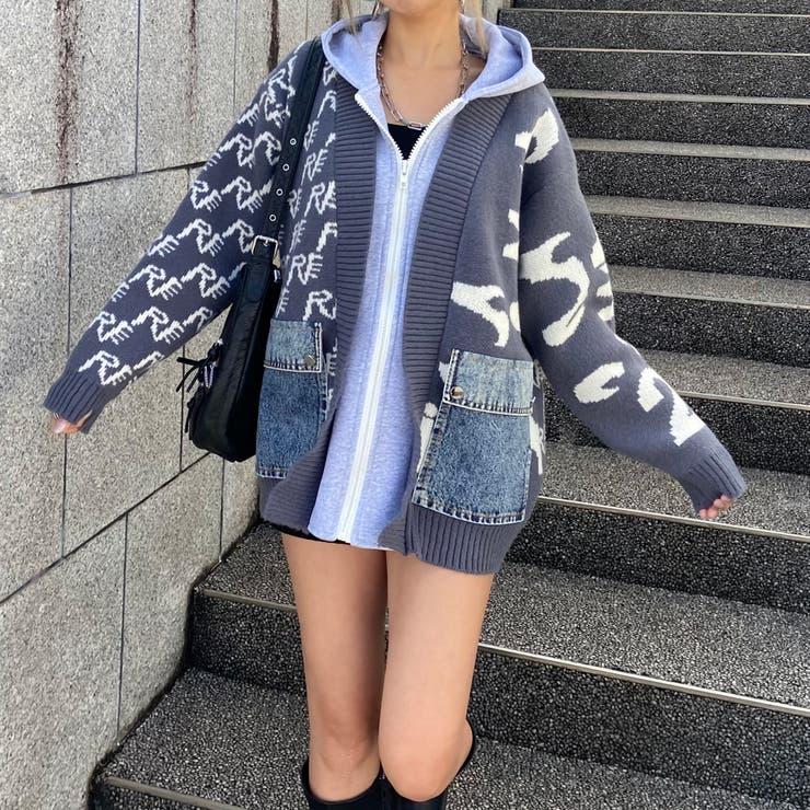 チャコール | アンサンブル風デニムポケニットカーディガン | non-hedge 