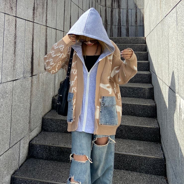 アンサンブル風デニムポケニットカーディガン | non-hedge  | 詳細画像3 