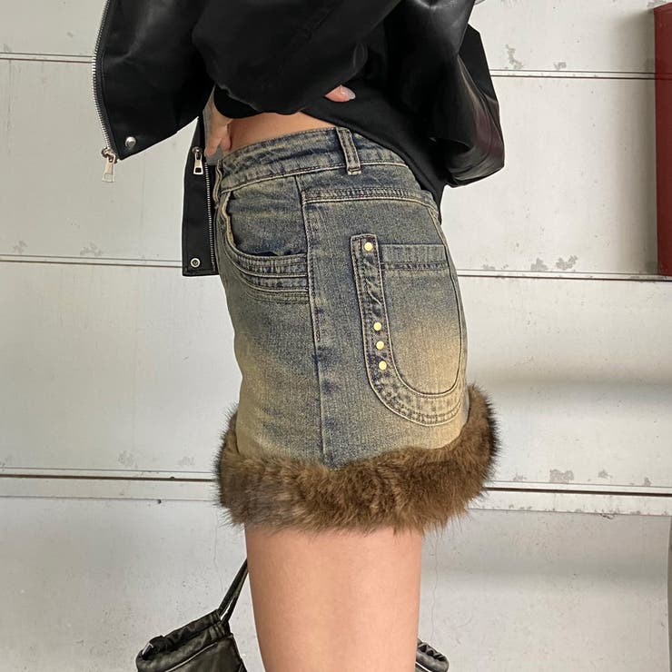 ファー切替デニムミニスカート | non-hedge  | 詳細画像10 