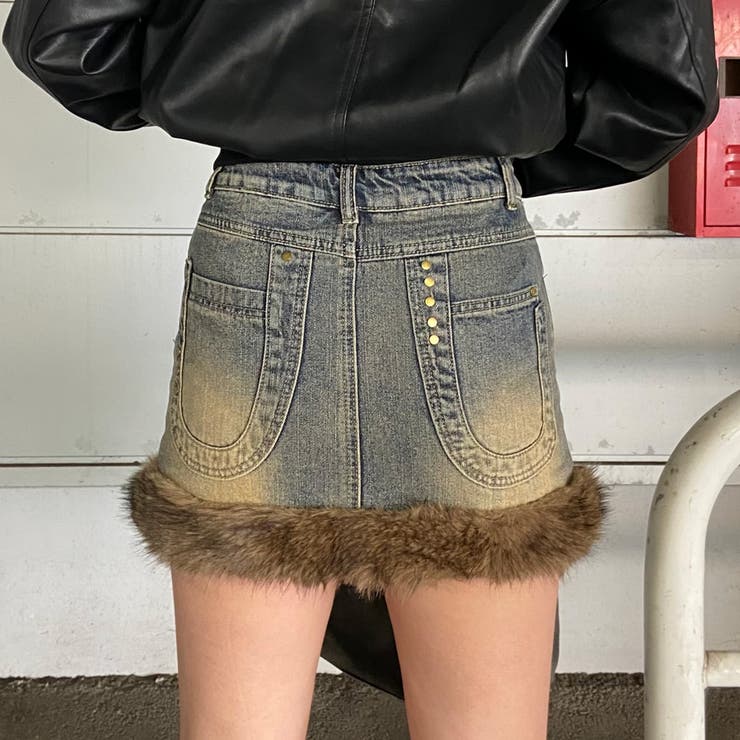 ファー切替デニムミニスカート | non-hedge  | 詳細画像11 