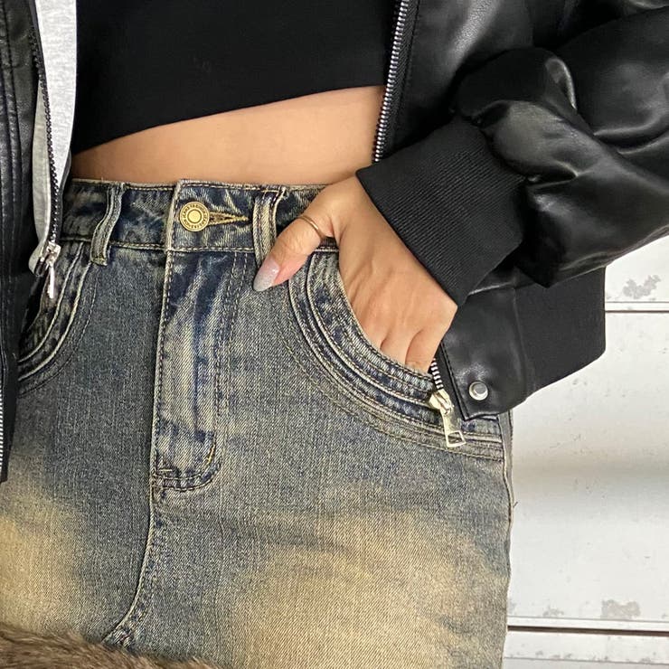 ファー切替デニムミニスカート | non-hedge  | 詳細画像14 