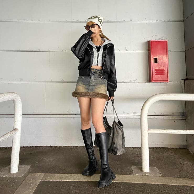 ファー切替デニムミニスカート | non-hedge  | 詳細画像2 