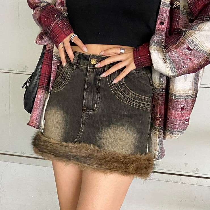 ファー切替デニムミニスカート | non-hedge  | 詳細画像23 