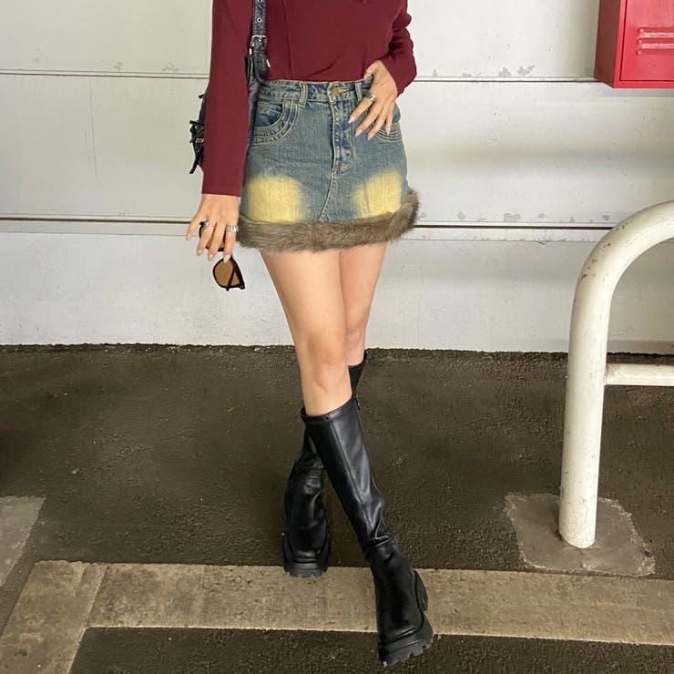 ファー切替デニムミニスカート | non-hedge  | 詳細画像28 