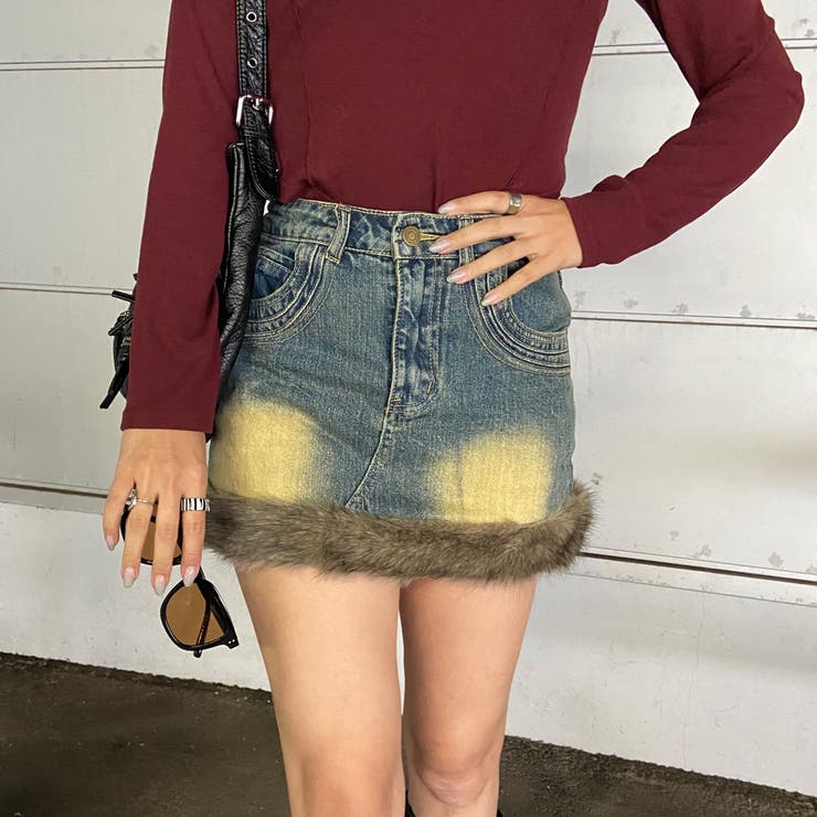 ファー切替デニムミニスカート | non-hedge  | 詳細画像29 