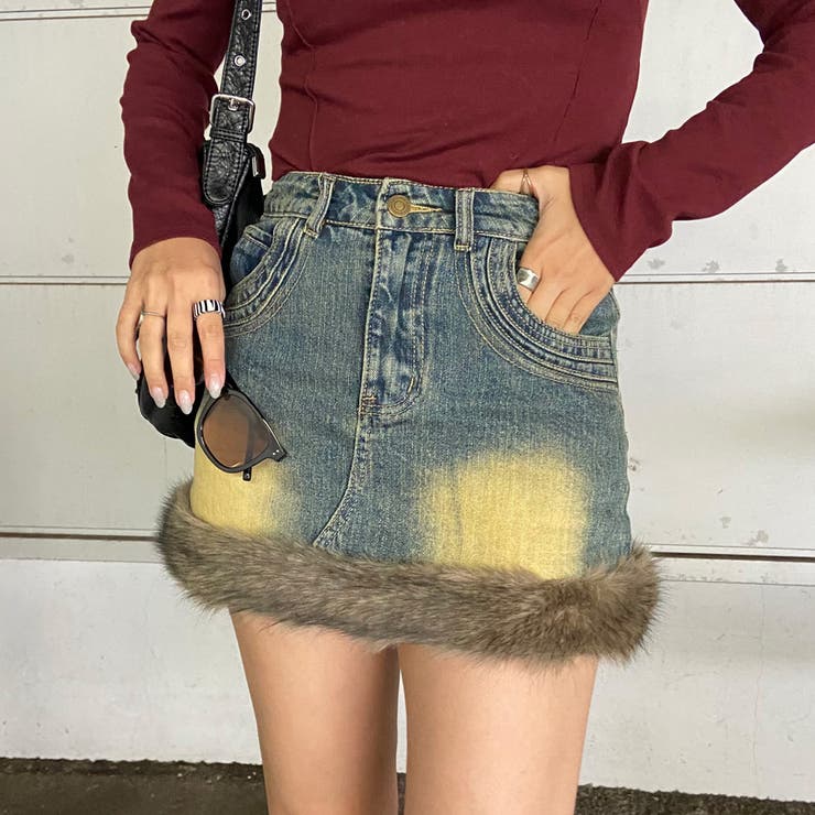 ファー切替デニムミニスカート | non-hedge  | 詳細画像30 
