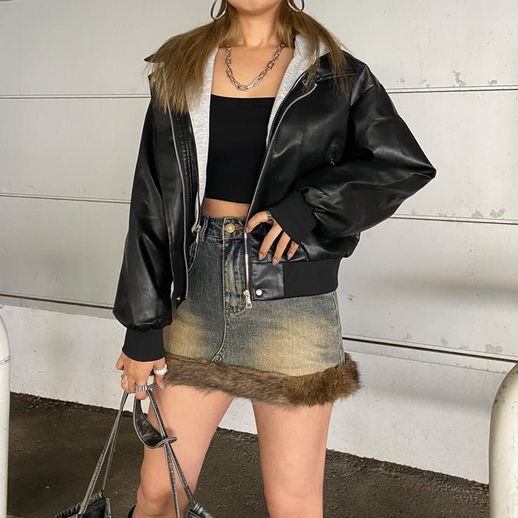 ファー切替デニムミニスカート | non-hedge  | 詳細画像4 