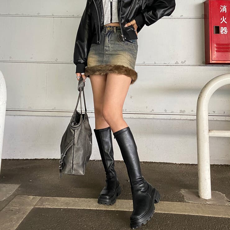 ファー切替デニムミニスカート | non-hedge  | 詳細画像5 