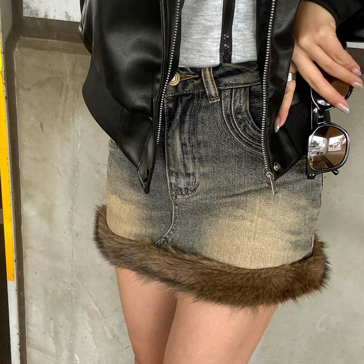 ファー切替デニムミニスカート | non-hedge  | 詳細画像7 