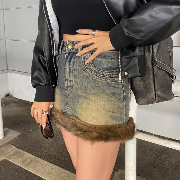 ファー切替デニムミニスカート | non-hedge  | 詳細画像8 