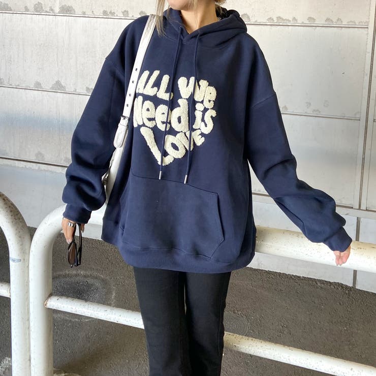 ネイビー | ボアロゴハートフードチュニック | non-hedge 