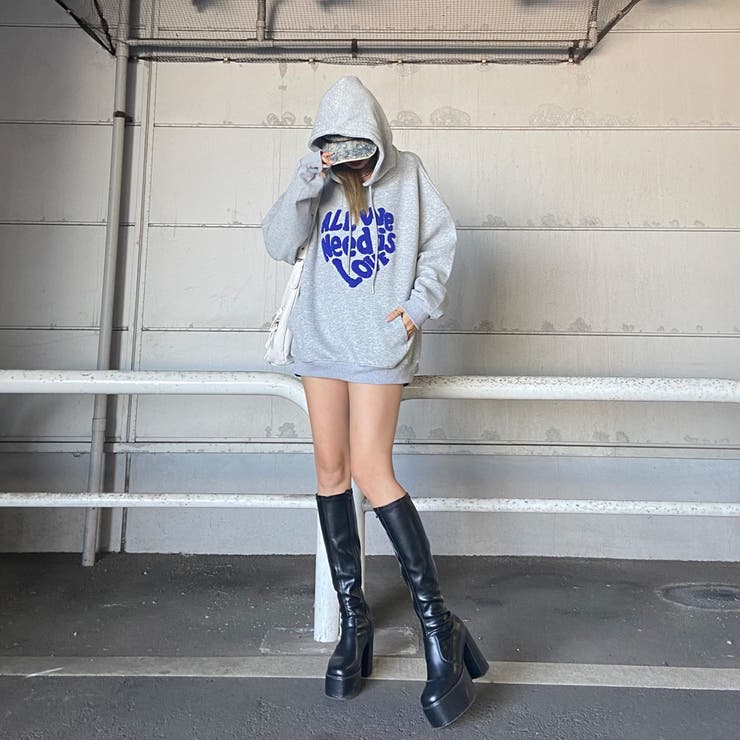 ボアロゴハートフードチュニック | non-hedge  | 詳細画像2 