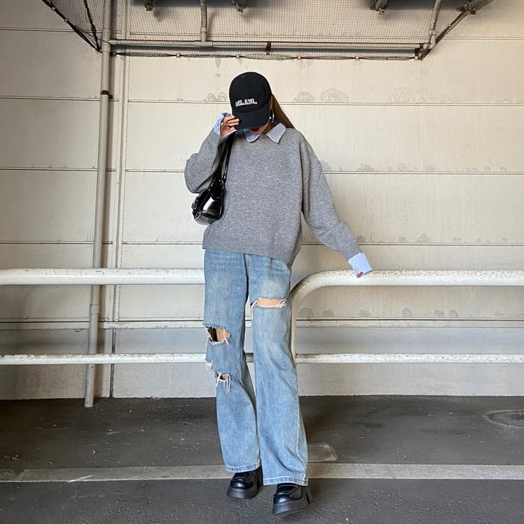 シャツアンサンブル風ニットトップス・スカートセットアップ | non-hedge  | 詳細画像16 