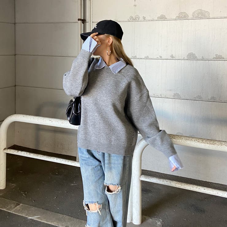 シャツアンサンブル風ニットトップス・スカートセットアップ | non-hedge  | 詳細画像17 