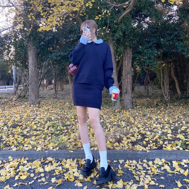 シャツアンサンブル風ニットトップス・スカートセットアップ | non-hedge  | 詳細画像19 