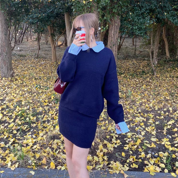 シャツアンサンブル風ニットトップス・スカートセットアップ | non-hedge  | 詳細画像20 