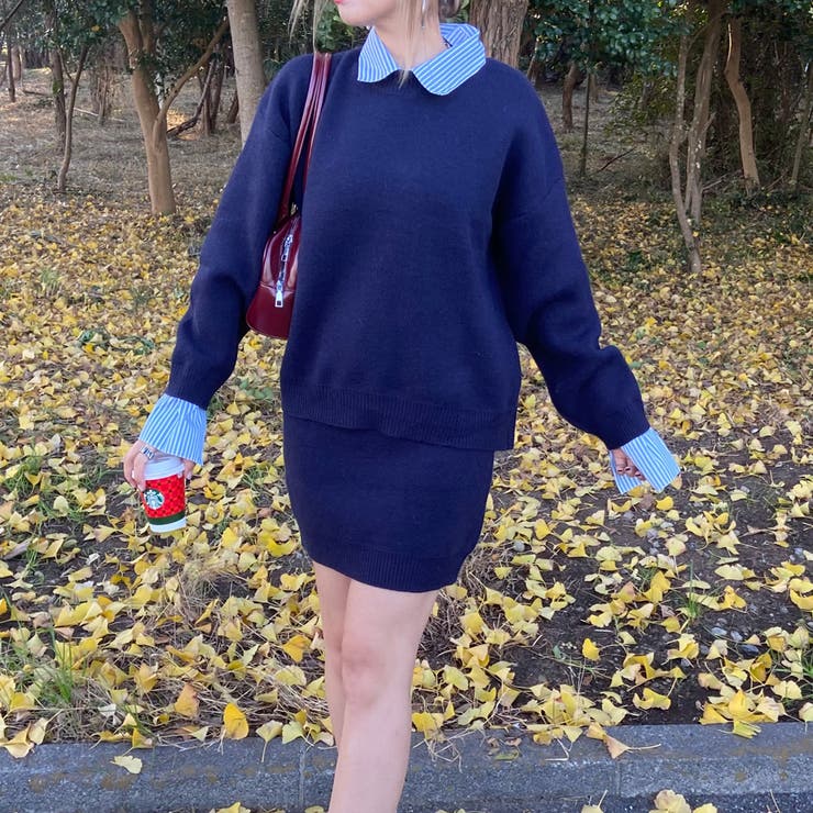 シャツアンサンブル風ニットトップス・スカートセットアップ | non-hedge  | 詳細画像22 