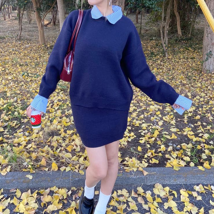 シャツアンサンブル風ニットトップス・スカートセットアップ | non-hedge  | 詳細画像23 