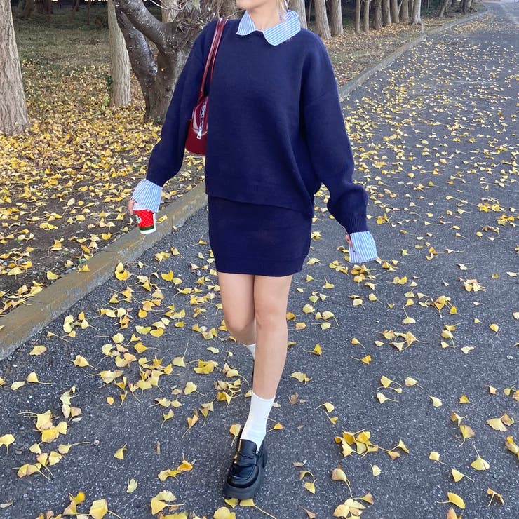 シャツアンサンブル風ニットトップス・スカートセットアップ | non-hedge  | 詳細画像24 