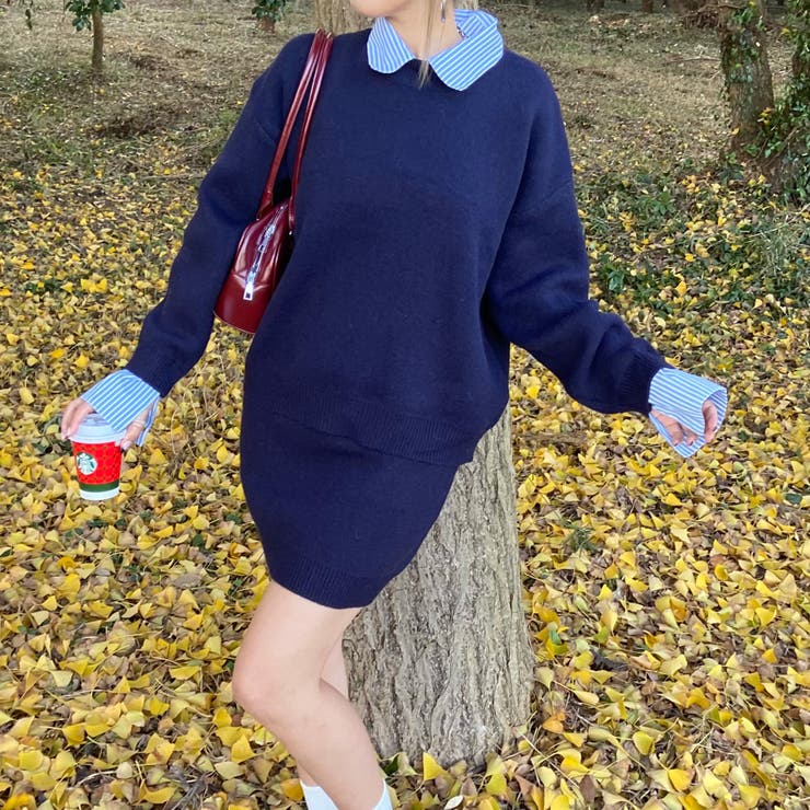 シャツアンサンブル風ニットトップス・スカートセットアップ | non-hedge  | 詳細画像25 