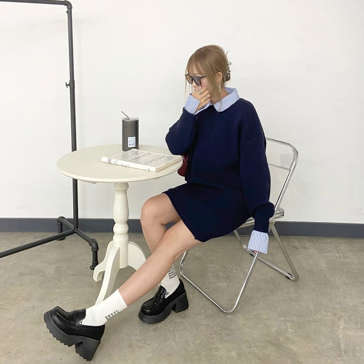 シャツアンサンブル風ニットトップス・スカートセットアップ | non-hedge  | 詳細画像26 