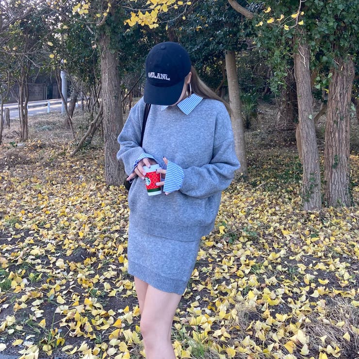 シャツアンサンブル風ニットトップス・スカートセットアップ | non-hedge  | 詳細画像3 