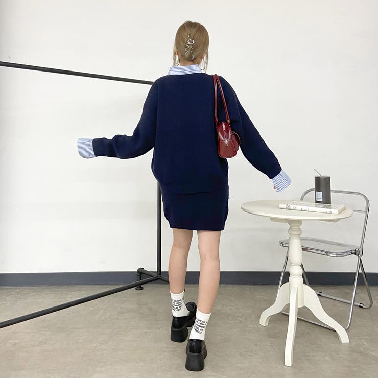 シャツアンサンブル風ニットトップス・スカートセットアップ | non-hedge  | 詳細画像28 