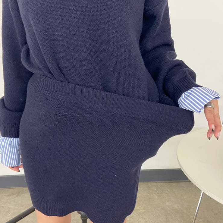 シャツアンサンブル風ニットトップス・スカートセットアップ | non-hedge  | 詳細画像42 