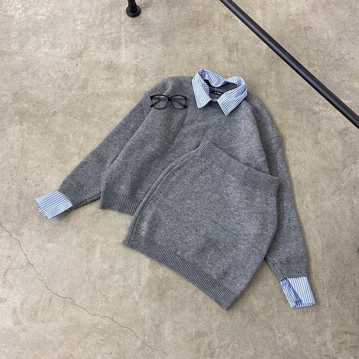 シャツアンサンブル風ニットトップス・スカートセットアップ | non-hedge  | 詳細画像45 