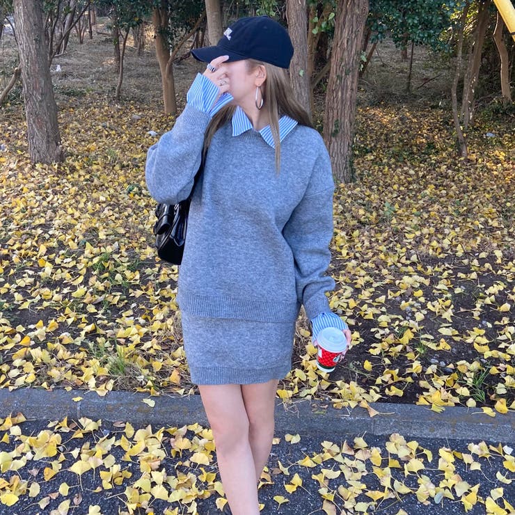 シャツアンサンブル風ニットトップス・スカートセットアップ | non-hedge  | 詳細画像7 